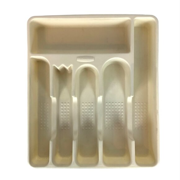 Rubbermaid Flatware Silverware Tray Drawer Organizer Beige Plastic 6 Sections - Picture 1 of 6